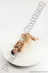 Nude Woman White Laying poses - ALL Slim Laying poses - on back long brown Multi angle poses Pinup